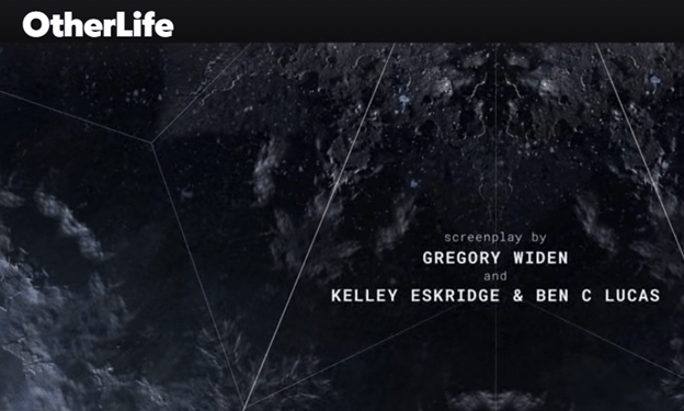 Screenshot of the writing credit for the film OtherLife. Screenplay by Gregory Widen and Kelley Eskridge & Ben C Lucas